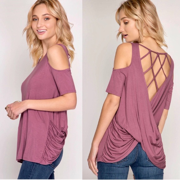 “Millie” SS Cold Shoulder w XXX Back - Picture 3 of 3